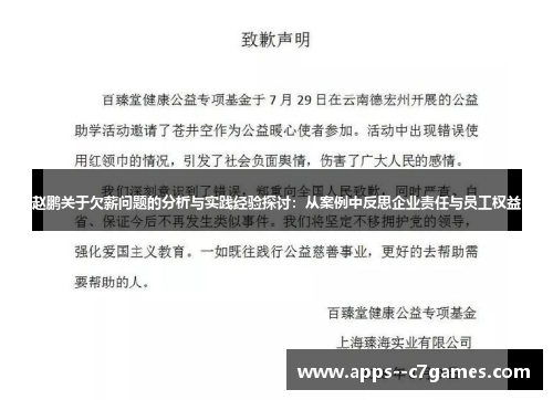 赵鹏关于欠薪问题的分析与实践经验探讨：从案例中反思企业责任与员工权益
