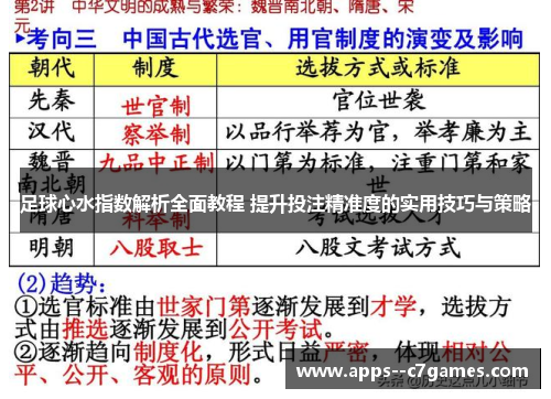 足球心水指数解析全面教程 提升投注精准度的实用技巧与策略